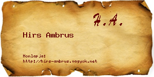 Hirs Ambrus névjegykártya